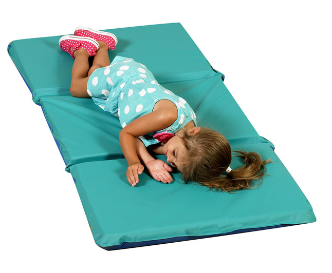 Angeles 3-Fold Nap Mat 2 Inch, 48 x 24 x 2 Inches, Blue/Teal, Pack of 5, Item Number 1389204