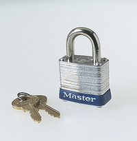 Master Lock Padlock - Keyed Alike, 1-1/8 in W, Laminated Steel. Minimum order quantity of 13., Item Number 5001205