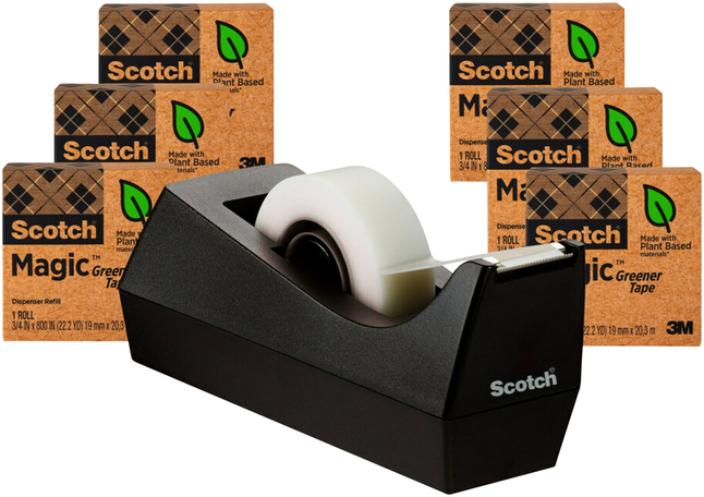 Scotch 812 Magic Greener Tape with Desktop Dispenser, 0.75 x 900 Inch,  Matte Clear, Set of