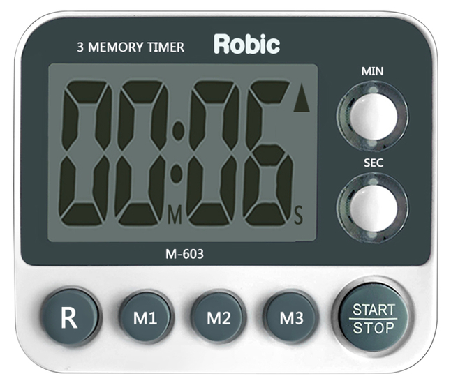 Robic M603 Three Memory Timer, White, Item Number 1392173