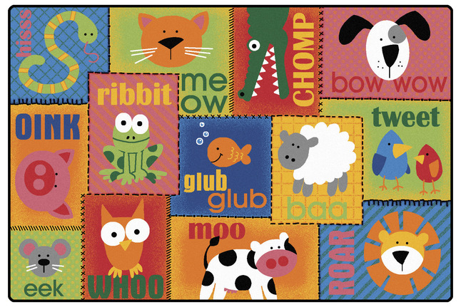 Carpets for Kids KIDSoft Animal Sounds Rug, 4 x 6 Feet, Rectangle, Multicolored, Item Number 1396519