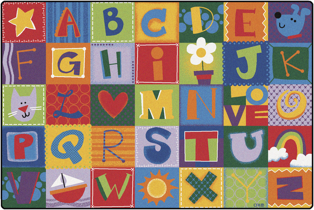 Carpets for Kids KIDSoft Toddler Alphabet Blocks Carpet, 8 x 12 Feet, Rectangle, Primary Colors, Item Number 1428114