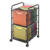 Safco Onyx Mesh File Cart, 2 Drawer, 15-3/4 x 17 x 27 Inches, Black, Item Number 1396679