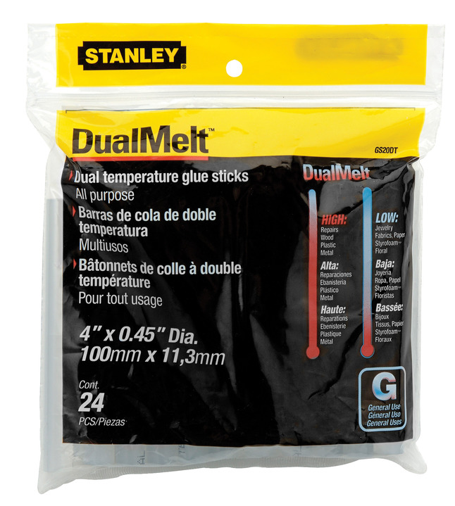 Stanley Dual Temperature Glue Stick, 0.45 x 4 Inches, Clear, Pack of 24, Item Number 1397687