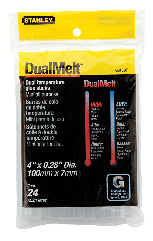 Stanley Dual Temperature Mini Glue Stick, 0.28 x 4 Inches, Clear, Pack of 24, Item Number 1397689