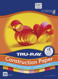 Tru-Ray Sulphite Construction Paper, 12 x 18 Inches, Assorted Warm Color, Pack of 50 Item Number 1398065