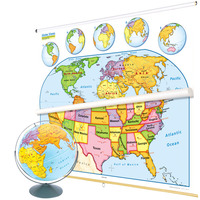 Nystrom U.S. and World Map Early Learning Classroom Pack with Globe, Item Number 1398255
