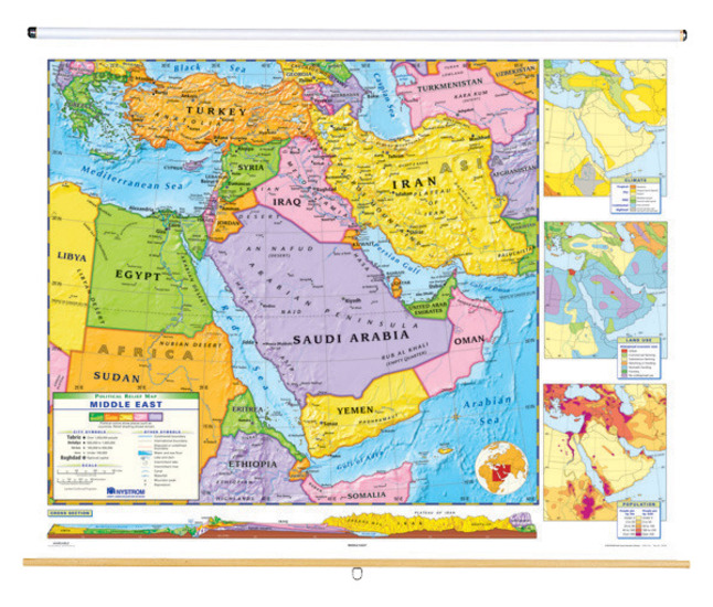 Nystrom Political Relief Map Middle East