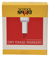 School Smart Low Odor Non-Toxic Dry Erase Marker, Chisel Tip, Red, Pack of 12 Item Number 1400753