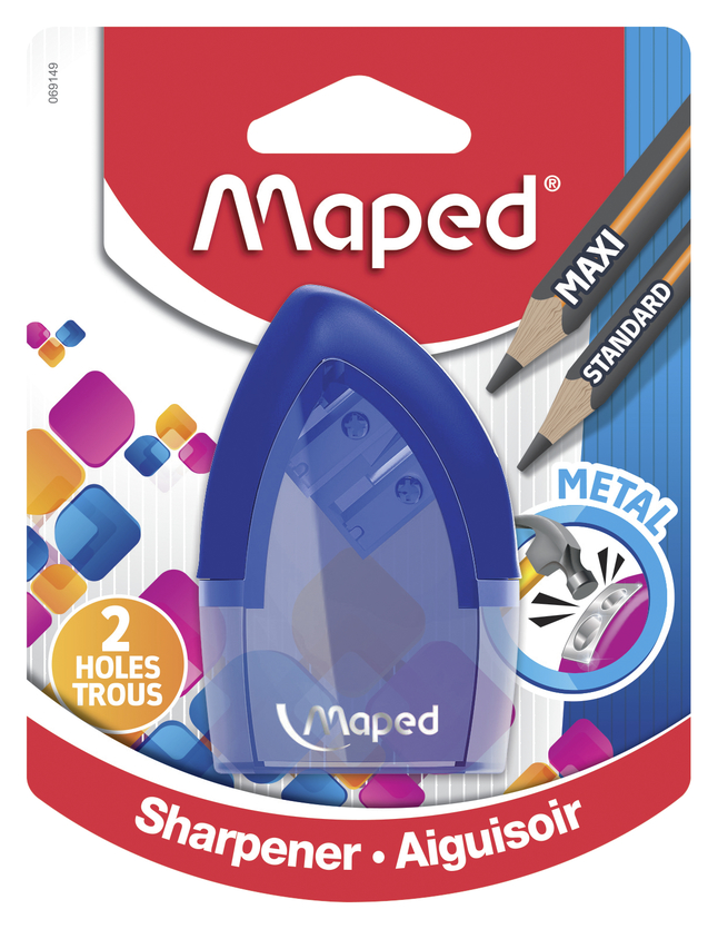 Maped Tonic 2-Hole Pencil Sharpener with Metal Insert, Assorted Colors
