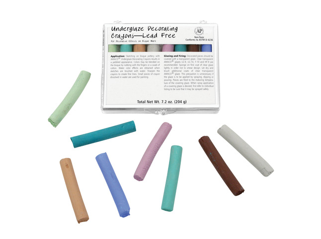 Amaco Non-Toxic Underglaze Decorating Crayon Set - A, Assorted Color, Set of 8