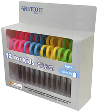 Westcott For Kids Antimicrobial Blunt Scissors with Rack, 5 Inches, Pack of 12, Item Number 1403092