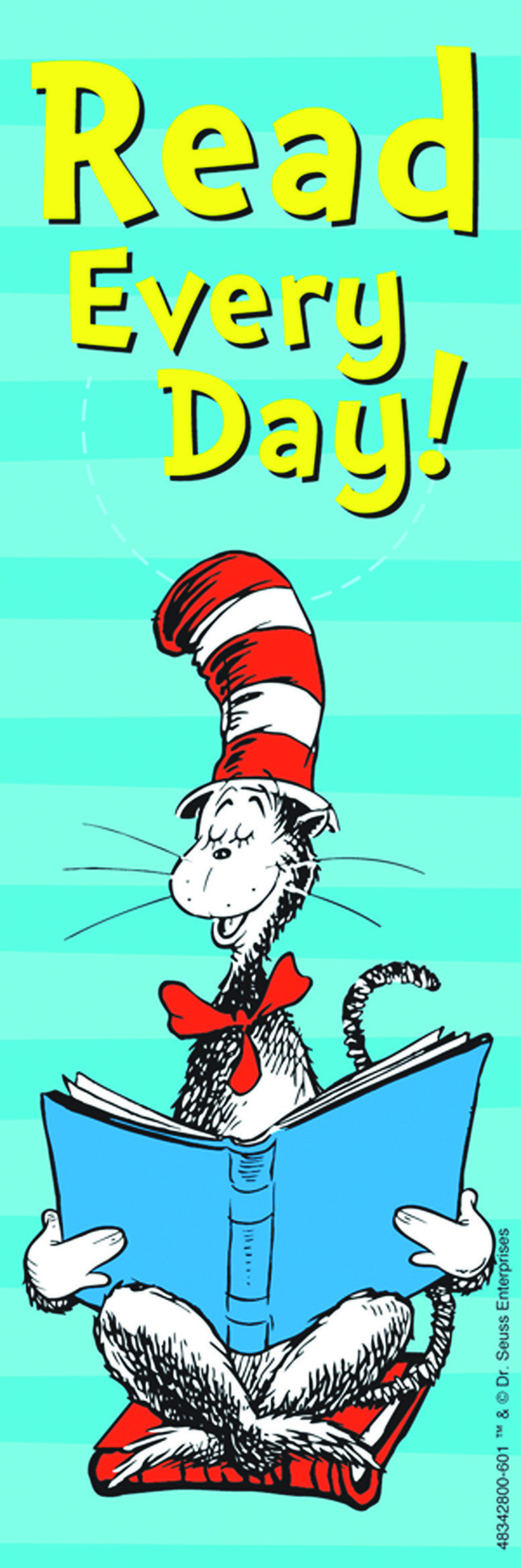 Dr. Seuss Cat in the Hat Read Every Day Bookmark, 6 x 2 Inches, Pack of 36, Item Number 1414852