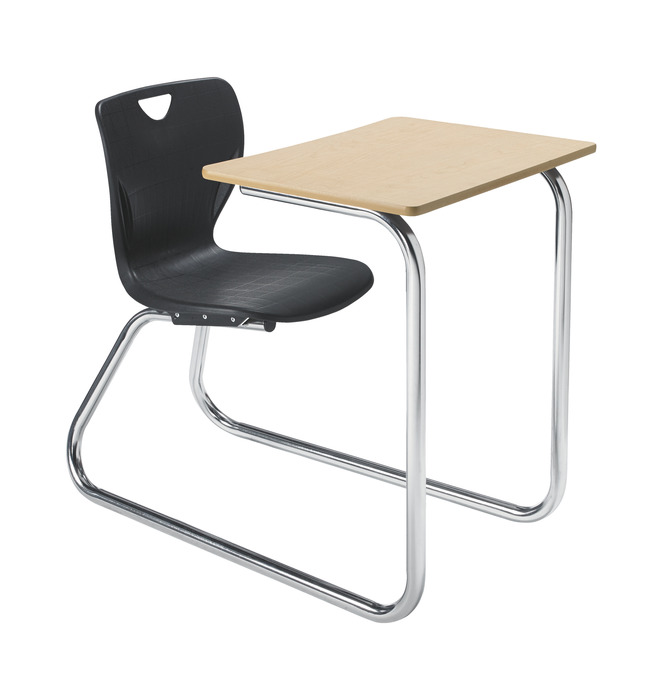 Classroom Select Contemporary Sled Base Combo Desk, 24 x 18 Inch Laminate Top, Chrome Frame, Item Number 5009385