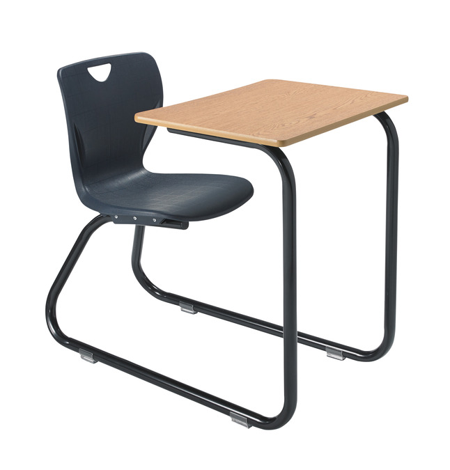 Classroom Select Contemporary Sled Base Combo Desk, 24 x 18 Inch Laminate Top, Black Frame, Item Number 5009388
