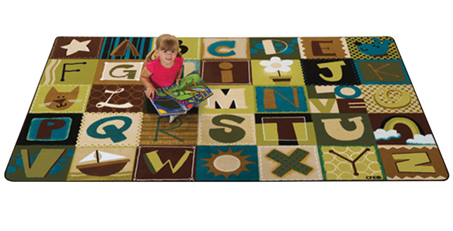 Carpets for Kids KIDSoft Toddler Alphabet Blocks Carpet, 8 x 12 Feet, Rectangle, Nature, Item Number 1431580