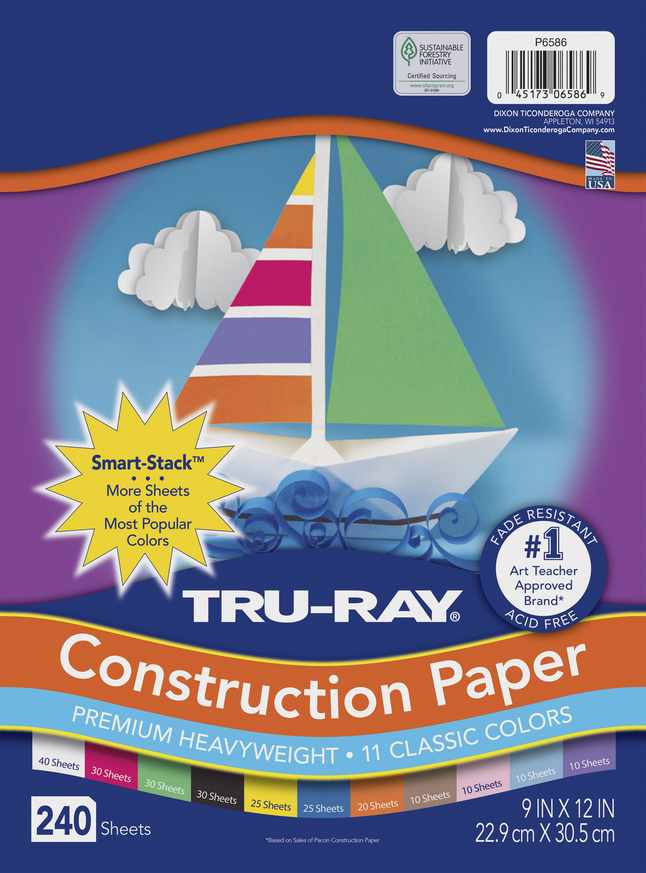 Pacon Tru-Ray Heavyweight Construction Paper White 9 x 12 50 Sheets