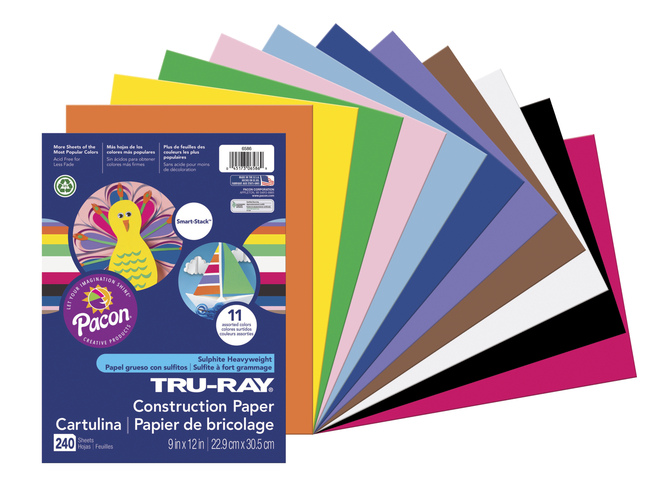 Tru-Ray Sulphite Construction Paper, 9 x 12 Inches, Assorted Colors ...