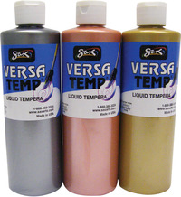 Sax Versatemp Heavy-Body Tempera Paint, Assorted Metallic Colors, Pint Set of 3 Item Number 1440731