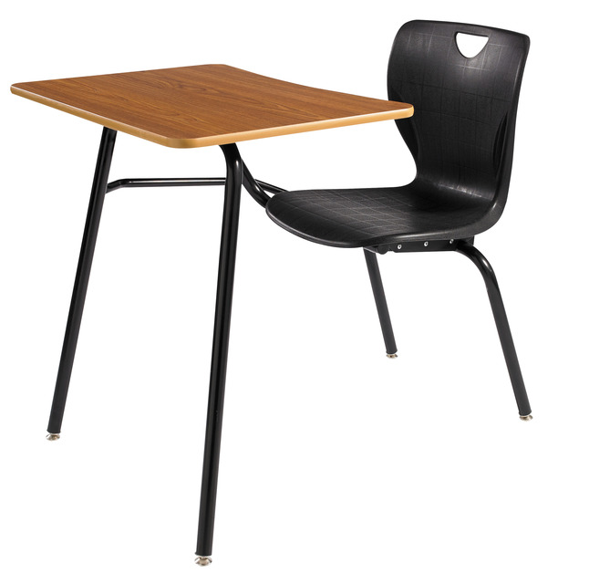 Classroom Select Contemporary Combo Desk, 18 Inch A+ Seat Height, 18 x 24 Inch Laminate Top, Black Frame, Item Number 5009328