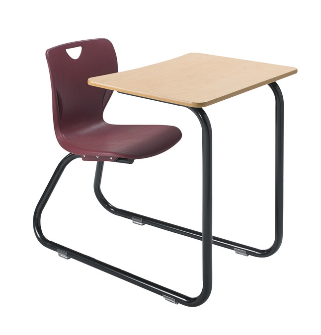 Classroom Select Contemporary Sled Base Combo Desk, 26 x 20 Inch Laminate Top, A+ Seat, Black Frame, Item Number 5009384