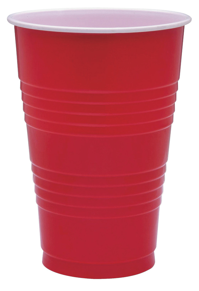 Genuine Joe Disposable Party Cup, 16 Ounces, Red, Pack of 50, Item Number 1445615