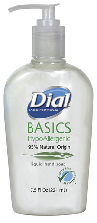 Dial Corp. Hypoallergenic Liquid Soap, 7.5 oz Pump Bottle, Fresh Floral Fragrance, White, Item Number 1446016