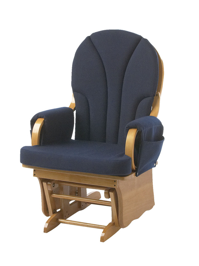 Foundations Adult Lullaby Glider Rocker with Navy Seat, 25-1/2 x 27 x 41 Inches, Natural/Blue, Item Number 1590782