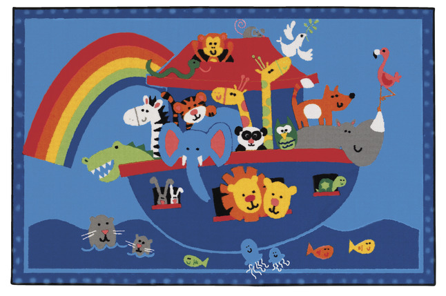 Carpets for Kids KID$Value Noah's Animals Rug, 3 Feet x 4 Feet 6 Inches, Rectangle, Multicolored, Item Number 1461084