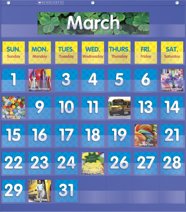 Scholastic Monthly Calendar Pocket Chart, Blue, Item Number 1462461