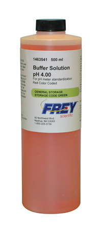 Frey Scientific Buffer Solution, pH 4.0, Red, 500 mL, Item Number 1463541