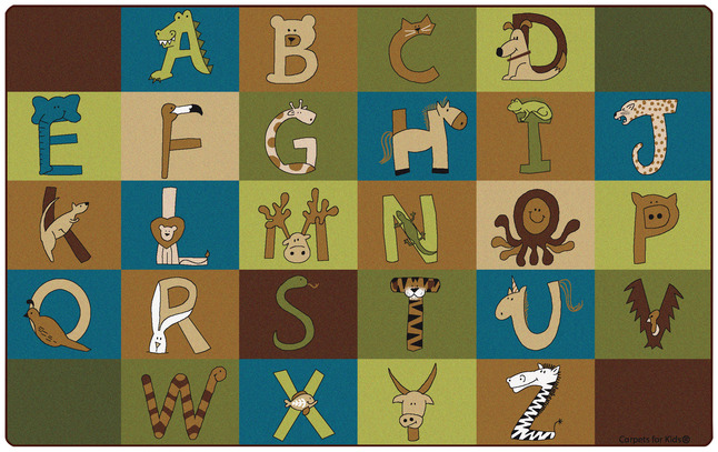 Carpets for Kids A to Z Animals Rug, 7 Feet 6 Inches x 12 Feet, Rectangle, Nature, Item Number 1467815