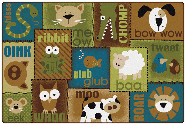Carpets for Kids KIDSoft Animal Sounds Rug, 6 x 9 Feet, Rectangle, Nature Colors, Brown, Item Number 1462632