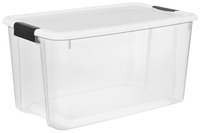 Sterilite Ultra Latch Storage Tote Box with White Lid, 70 qt/66 L, Clear, Item #1469224