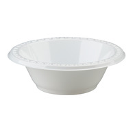 Chinet Heavyweight Plastic Bowl, 12 Ounces, Plastic, White, Pack of 1000, Item Number 1471336