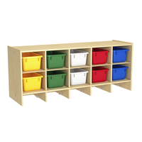 Childcraft Wall Mounted Coat Locker, 10 Cubbies with Assorted Color Trays, 47-3/4 x 14-1/4 x 19-3/4 Inches Item Number 1473440