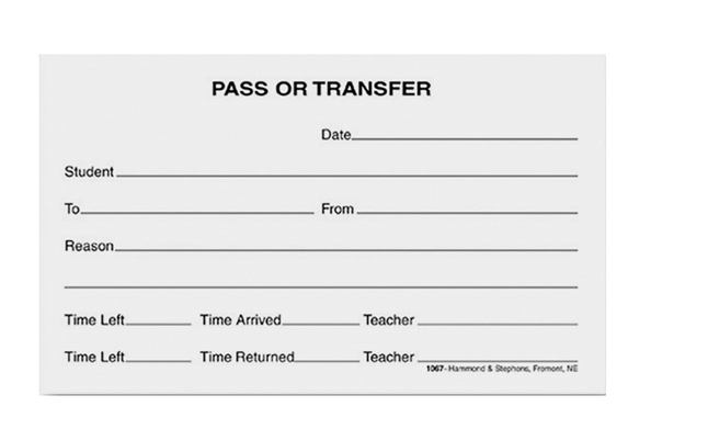 School & Hall Passes and Tardy Slips, Item Number 1473645