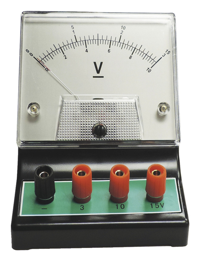 Frey Scientific Economy DC Voltmeter Triple Range , 0-3V (0.1V); 0-10V (0.2V); 0-15V (0.5V), Item Number 1477765