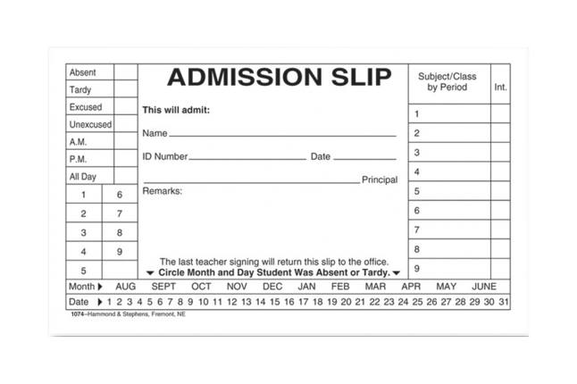 School & Hall Passes and Tardy Slips, Item Number 1481881