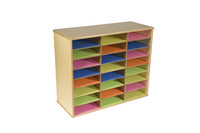 Classroom Select Storage Organizer, 24 Shelves, 29 x 12 x 24 Inches, Natural Wood Exterior, Item Number 1491766