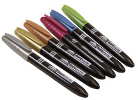 Elmers Board Mate Metallic Markers, Round Tip, Assorted Colors, Set of 6 Item Number 1491801