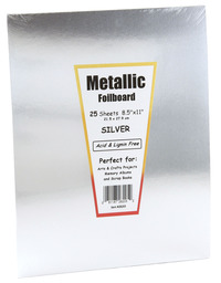 Hygloss Metallic Foilboard, 8-1/2 x 11 Inches, Silver, 25 Sheets Item Number 1494253