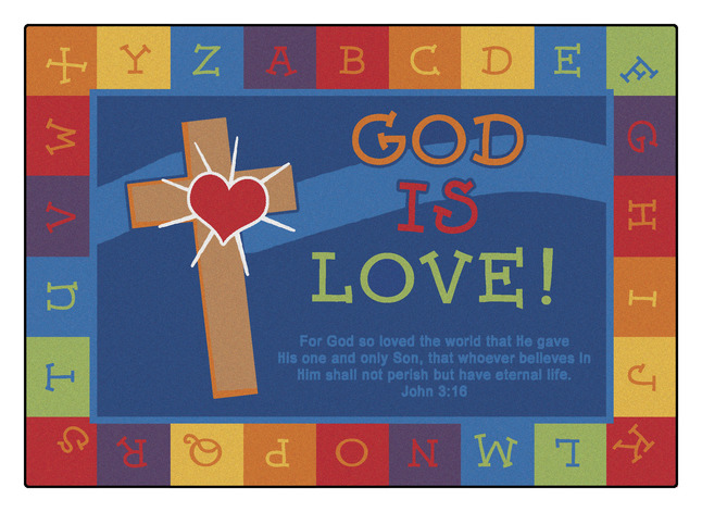 Carpets for Kids KID$Value PLUS God Is Love Learning Rug, 8 x 12 Feet, Rectangle, Multicolored, Item Number 1285921