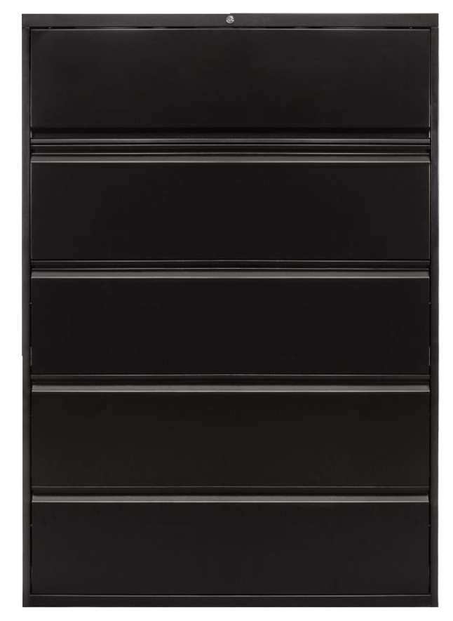 Classroom Select Lateral File Cabinet with Full Pull, 5 Drawers, 42 x 18 x 63 Inches, Black, Item Number 1496627