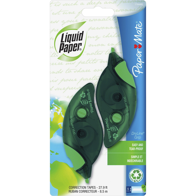 Papermate Liquid Paper Dryline Grip White Out Correction Tape Each