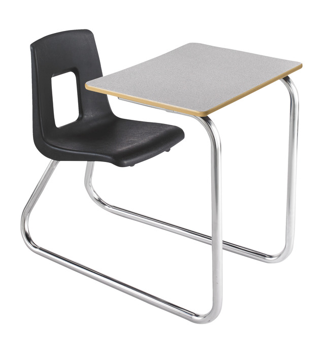 Classroom Select Traditional Sled Base Combo Desk, 18-1/2 Inch A+ Seat, 26 x 20 Inch Laminate Top, Chrome Frame, Item Number 5009375
