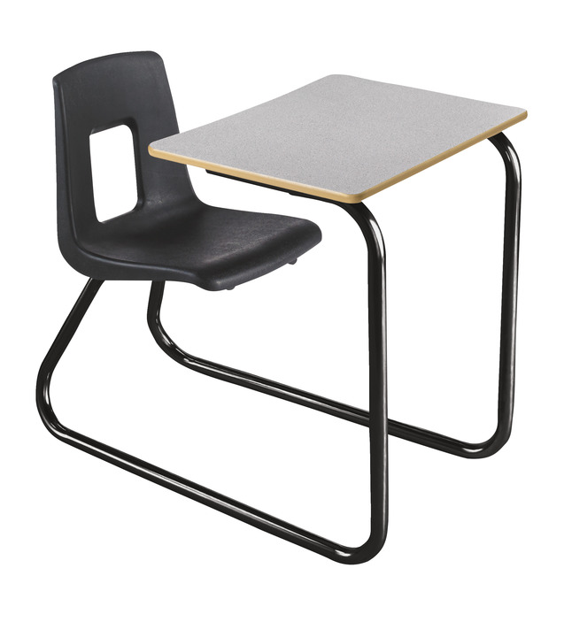 Classroom Select Traditional Sled Base Desk, 17-1/2 Inch Seat, 26 x 20 Inch Laminate Top, Black Frame, Item Number 5009381
