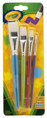 Crayola Big Paint Brush Set, Flat Type, Wooden Handle, Assorted Sizes, Set of 4 Item Number 1506961