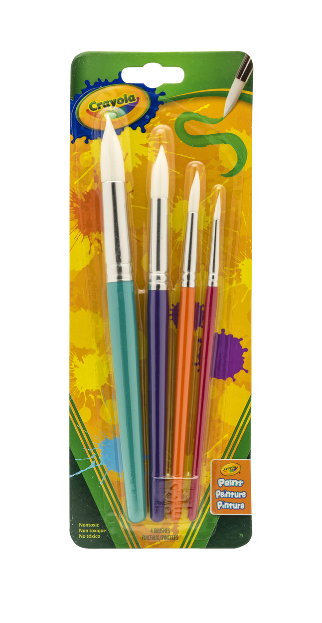 Crayola Big Paint Brush Set, Round Type, Wooden Handle , Assorted Sizes,  Set of 4