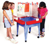 Childbrite Toddler 4-Station Space Saver Easel with Caddies and Clips - Red